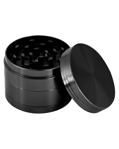 Premium Grinder Crusher für Tabak, Kräuter & Gewürze – 4-teiliges Set inkl. Pollen Scraper – Größen: 5 cm – Hergestellt aus Zinklegierung (Schwarz) von Friedwohl