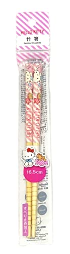 Friend Sanrio Hello Kitty Essstäbchen aus Bambus, rutschfest, wiederverwendbar, japanischer Stil, 16,5 cm, Candy-Design von Friend