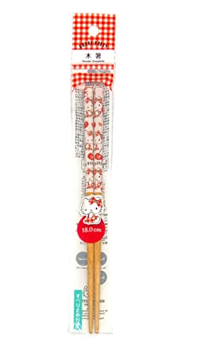 Friend Sanrio Hello Kitty Essstäbchen aus Holz, rutschfestes Design, wiederverwendbare Essstäbchen, japanischer Stil, 18 cm (kariert) von Friend