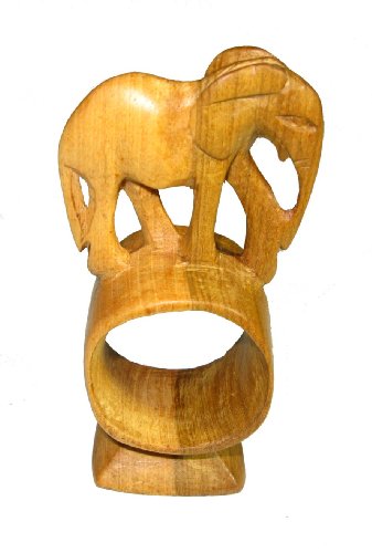 Friendly Trading Serviettenring aus Olivenholz, Elefanten-Design, handgefertigt von Friendly Trading
