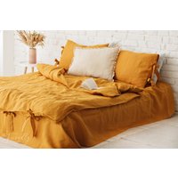 Gelb Ockerfarbene Leinen Bettdecke, Gelbe Ocker Bettwäsche, Bettdecke Abdeckung König, Eco von FriendlyHomeDesign