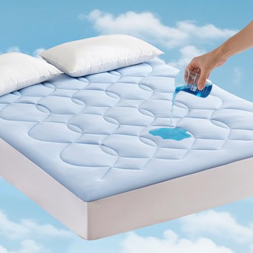 Friendriver Kühlende Matratzenauflage in Queen-Size-Größe, wasserdichte Matratzenauflage für Heißschläfer, weich, atmungsaktiv, mit 20,3 cm - 53,3 cm tiefer Tasche (152,4 x 203,3 cm, Blau) von Friendriver