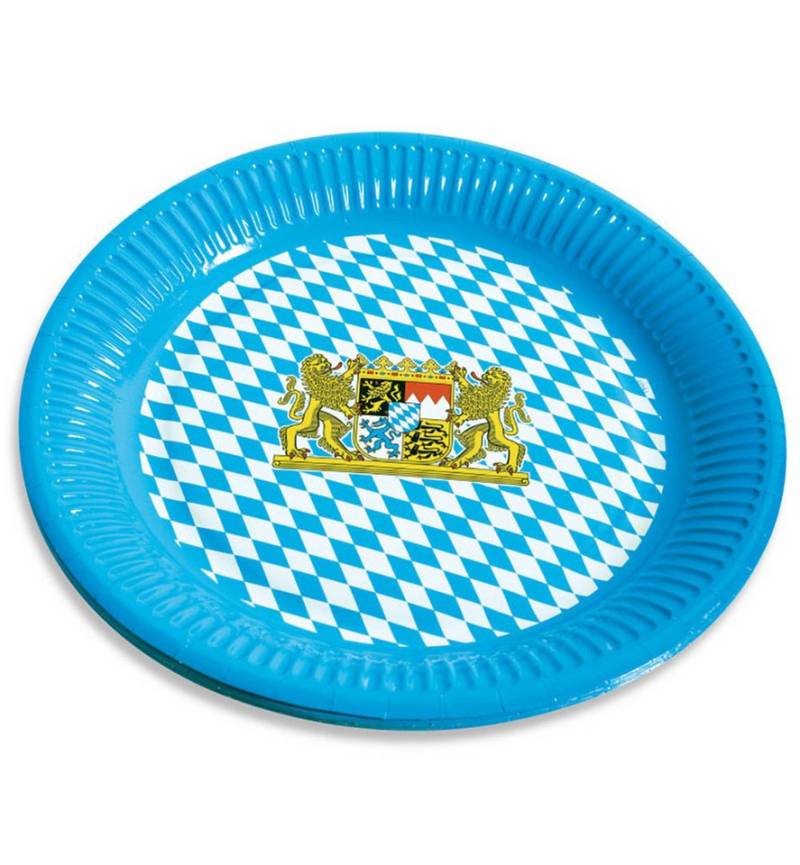 Fries Einwegteller 8 Stück Bayrische Papp Teller mit Bayern Wappen Weißwurst Frühstück, (8 St), Teller mit Bayern Wappen von Fries