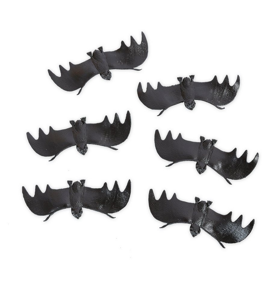 Fries Tierfigur 6 Stück Deko Fledermäuse Schwarz 12 cm x 4,5 Horror Halloween Karneval (6 St), Deko Halloween Figuren Fledermaus von Fries