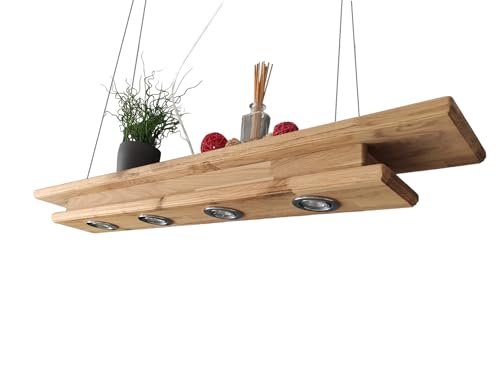 LED Hängelampe | Leuchte Esszimmer | Pendelleuchte holz | aus massiver Eiche | Dimmbar von Friesen-Leuchten (120 cm mit 4 Spots) … von FRIESENLICHT