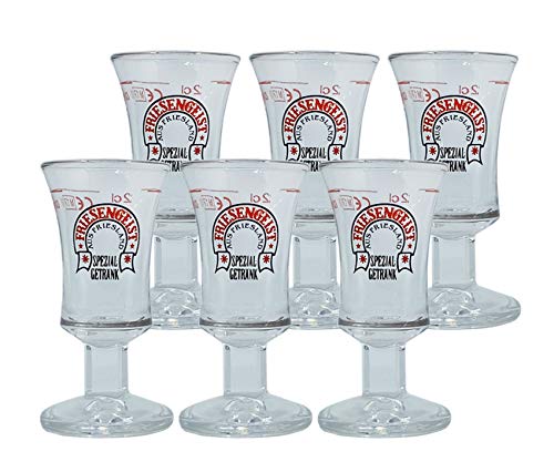 Friesengeist 6X Schnapsglas - Spezialgetränk aus Friesland - Stamperl, Shotglas, Schnapsgläser mit Eichstrich von Friesengeist
