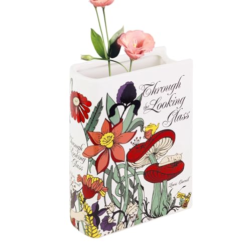 Buchvase mit Blumenmuster, dekorative Keramikvase in Buchform, kreative Bücherregal-Dekoration, lustige Vase für Blumen-Heimdekoration von Frifer