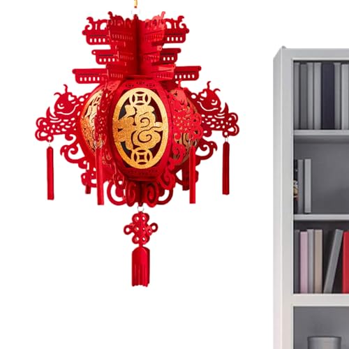 Chinesische Neujahrspapierlaternen - Lucky Vlies 3D-Puzzle-Laterne mit chinesischem rotem Fu,Frühlingsfest-Fuzi-Laternenbehang, Ornamente für Restaurantfeiern, Hochzeiten Frifer von Frifer