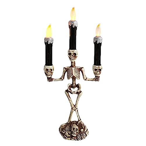 Dekorative Halloween-Kerzen – Dreifacher Totenkopf-Kerzenständer für Tischdekoration, gruselige Dekorationen für Spukhaus, Partys, Bildschirmraum, Büros, Halloween Frifer von Frifer