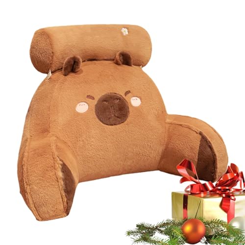 Frifer Capybara-Plüschkissen, niedliches Bett-Lesekissen, Rückenstütze, weiches Plüsch-Capybara-Stuhl-Lesekissen für Zuhause, Stuhl, Bett, Sofa von Frifer