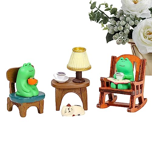 Frifer Dekofigur Froschstatue | Dekorative Skulptur aus Kunstharz Frosch – niedlich dekorativ Frosch Statue Frosch Schaukelstuhl Figur Frosch sitzend Statue für Mini Fish von Frifer