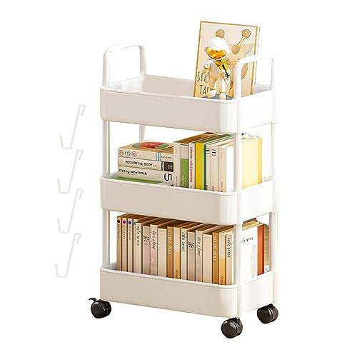 Hilfswagen mit Rädern, Allzweck-Aufbewahrungswagen, Bücherwagen, 3/4-stöckiges Regal, Aufbewahrungswagen, rollender Snackwagen für Küche, Schlafzimmer von Frifer