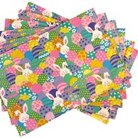 Oster-Tischsets Reversible Hasen Und Eier Tischsets Frühlings-Tischsets Doppelseitiger Akzent-Set Mit Passendem Tischläufer von FrigateImports