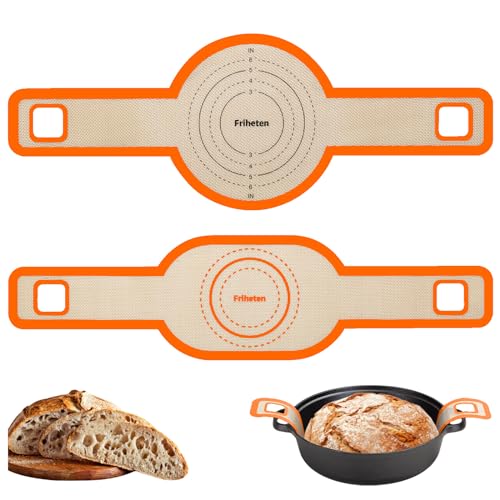 Friheten Silikon-Brotschlinge, runde und ovale Backmatte, 2 orange von Friheten