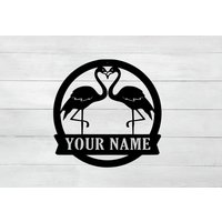 Flamingo Monogramm, Metall Wandkunst, Indoor Outdoor Schild, Art, Willkommensschild von FrindtFabrications