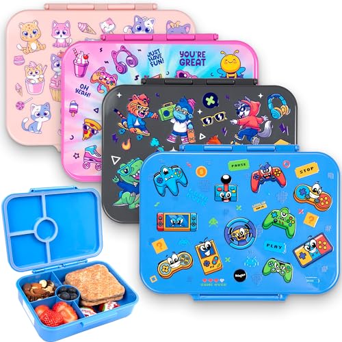 Fringoo - Bento Box - Lunchbox - auslaufsicher, 800 ml Fassungsvermögen, 5 Fächer, verstellbare Trennwand, BPA-frei, blaues Gaming-Gesichter Design Fringoo - Bento Box - Lunchbox - auslaufsicher, 800 ml Fassungsvermögen, 5 Fächer, verstellbare Trennwand, BPA-frei, blaues Gaming-Gesichter Design von Fringoo