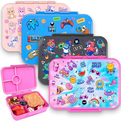 Fringoo - Bento Box - Lunchbox - auslaufsicher, 800ml Fassungsvermögen, 5 Fächer, verstellbare Trennwand, BPA-frei, Pink Girl Gang Design Fringoo - Bento Box - Lunchbox - auslaufsicher, 800ml Fassungsvermögen, 5 Fächer, verstellbare Trennwand, BPA-frei, Pink Girl Gang Design von Fringoo