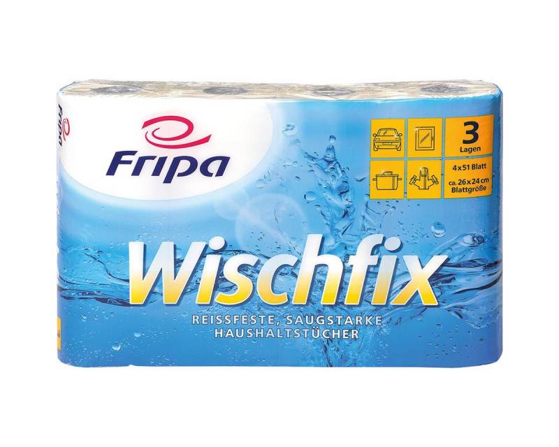 Fripa Papierküchenrolle 8x Fripa 3014006 Küchenrolle Wischfix, 3-lagig, hochweiß von Fripa