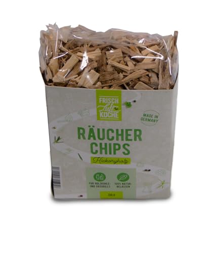 Frischluftküche Räucherchips Hickory - Verleihen Fleisch, Fisch und Gemüse Starkes Raucharoma, geeignet für Räuchern mit Räucherbox, Smoker, Gasgrill, Holzkohlegrill - Hickoryholz, 750g von Frischluftküche