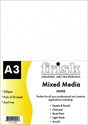 Frisk 14060002 A3 250gsm 50sheets Mixed Media Paper Pack, weiß von Frisk