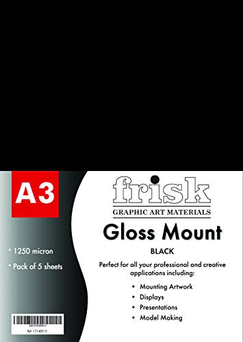 Frisk 17140015 Mount A3 Black Gloss Pack of 5 Passepartout, glänzend, Schwarz, 5 Stück von Frisk