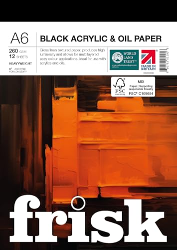Frisk Postkarten aus schwarzem Acryl und Ölpapier, 260 g/m², 12 Blatt, A6 von Frisk