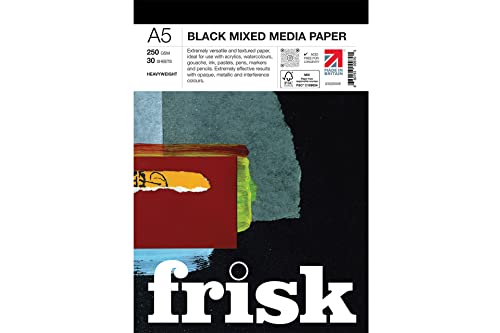 Frisk Schwarzer, gemischter Papierblock, 250 g/m², 30 Blatt, A5 von Frisk