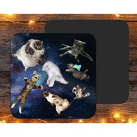 Katzen Im Weltraum Getränke Untersetzer, Untersetzer Für Erwachsene, Lustige Geschenk Katzenliebhaber, Neuheit von FriskyBusinessGifts