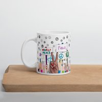 Motivierende Weltfriedensbecher, Tasse, Motivationsgeschenk, Neuheitsbecher, Inspirierende Bürotasse, Schreibtischdekoration von FriskyBusinessGifts