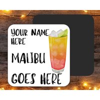 Personalisierter Malibu-Getränkeuntersetzer, Erwachsener-Namen-Getränkeuntersetzer, Benutzerdefinierter Name-Untersetzer, Personalisierter Personalisierter Malibu-Getränkeuntersetzer, Erwachsener-Namen-Getränkeuntersetzer, Benutzerdefinierter Name-Untersetzer, Personalisierter von FriskyBusinessGifts