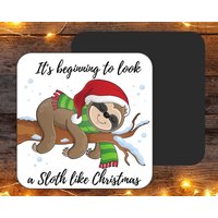Weihnachtsfaultier Untersetzer, Lustiger Faultier-Untersetzer, Niedlicher Faultier-Getränkeuntersetzer, Weihnachtsgeschenke, Lustiges von FriskyBusinessGifts