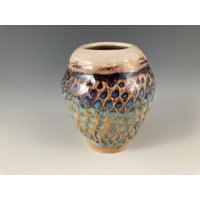 Frith Pot High Feuer Blau Und Hellbraun Vase Bowl Home Decor Art Minipot #134 von Frithpots