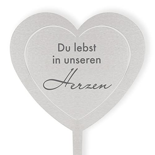 DOLORINO Grabstecker 'Du lebst in unseren Herzen', eine schöne Grabdekoration, liebevolle Erinnerung fürs Grab oder zuhause, liebevolle Erinnerung von Fritz Cox