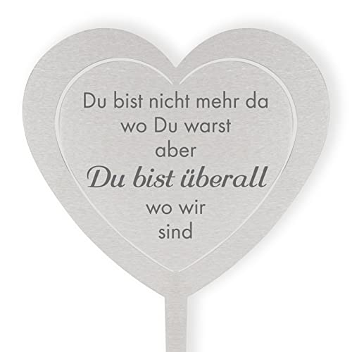DOLORINO Grabstecker Edelstahl Herz 'Du bist Nicht mehr da' | wetterfester Grabschmuck | in Liebe für einen geliebte Menschen | eine wetterfeste Erinnerung von Fritz Cox