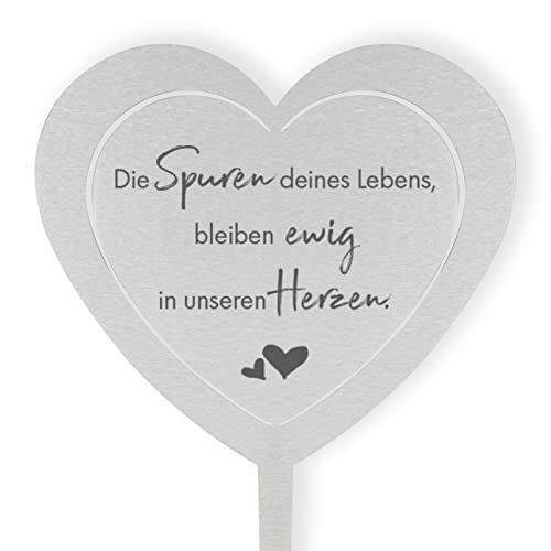 DOLORINO Grabstecker Herz 'Die Spuren deines Lebens', eine schöne Grabdekoration, liebevolle Erinnerung fürs Grab oder zuhause, liebevolle Erinnerung von Fritz Cox