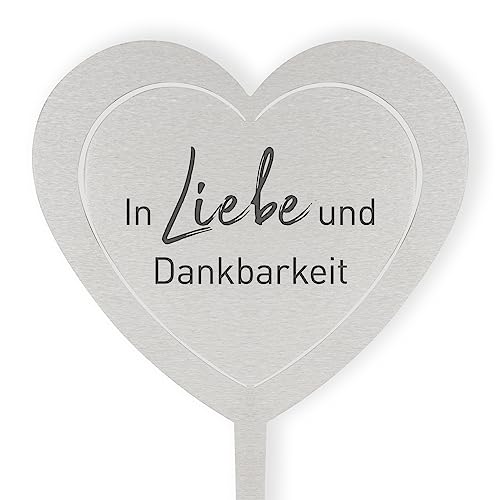 DOLORINO Grabstecker Herz 'In Liebe und Dankbarkeit', eine schöne Grabdekoration, liebevolle Erinnerung fürs Grab oder zuhause, liebevolle Erinnerung von Fritz Cox