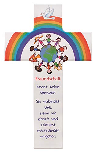 FRITZ COX® - Kinder- Holzkreuz: 'Freundschafts-Kreis' weiß 20cm wunderschönes Kreuz für das Kinderzimmer von Fritz Cox