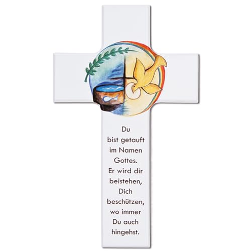 Fritz Cox Holzkreuz zur Taufe | schönes Geschenk zur Taufe | Wandkreuz aus Holz | made in Germany | weiß | 20cm von Fritz Cox
