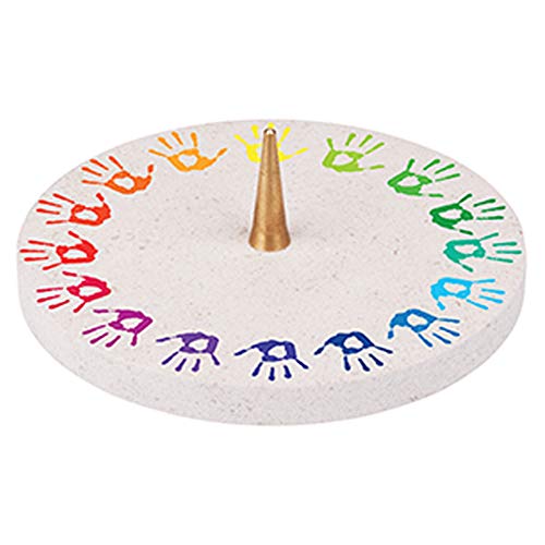 FRITZ COX Kerzenleuchter aus Stein 'Kinderhände der Welt' | Regenbogenfarben | mit Dorn | 12cm von Fritz Cox