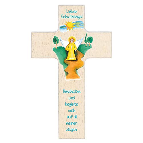 FRITZ COX Kinderkreuz Schutzengel begleite mich 15cm natur- eine schöne Art unseren Kindern einen Engel zu schenken von Fritz Cox
