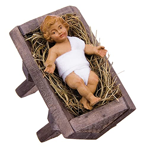 Fritz Cox RuCo Krippe - Jesuskind im Barren | deutsche Handarbeit | Jesus Baby trägt EIN Stoffgewand von Fritz Cox