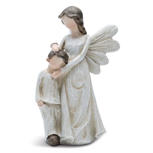 Fritz Cox Schutzengel | My.Angel.Art Schutzengel mit Kind| Engel mit Kind | kleine Engel Skulptur (Schutzengel Junge) von Fritz Cox