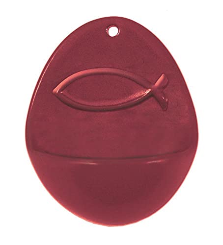 FRITZ COX Weihkessel aus Keramik | mit Fisch-Symbol | Becken für geweihtes Wasser | rot | 10cm von Fritz Cox