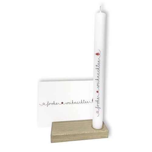 FRITZ COX Weihnachtskerze "Frohe Weihanchten" | Stabkerze mit Kerzenständer und Weihnachtskarte | Stabkerzen mit weihnachtlichem Aufdruck | 20cm FRITZ COX Weihnachtskerze "Frohe Weihanchten" | Stabkerze mit Kerzenständer und Weihnachtskarte | Stabkerzen mit weihnachtlichem Aufdruck | 20cm von Fritz Cox