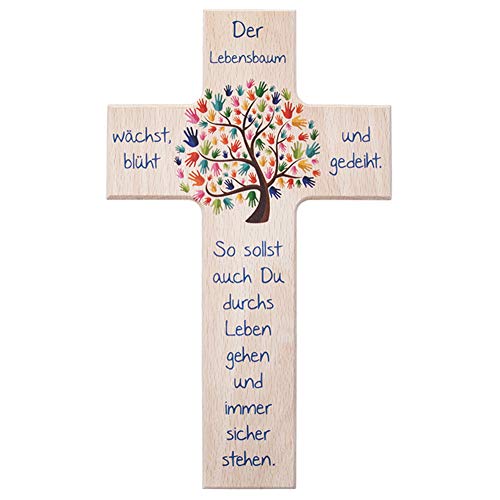 Fritz Cox® Kinder-Holzkreuz: 'Lebensbaum' Das besondere Geschenk für unsere Liebsten Taufe, Kommunion, Geburt 20 cm von Fritz Cox