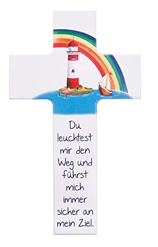 FRITZ COX® - Kinder- Holzkreuz: 'Du bist mein Leuchtturm' - tolles Präsent für Jungen & Mädchen (15cm, weiß) von Fritz Cox