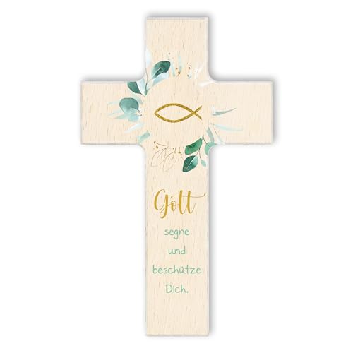 Fritz Cox Holzkreuz Fisch | Gott segne und beschütze Dich | christliches Geschenk für Kinder natur,15cm von Fritz Cox