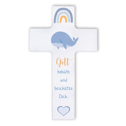 Fritz Cox - Kinderkreuz WAL | christliches Geschenk für Kinder | Gotte behüte und beschütze (weiß-blau, 20cm) von Fritz Cox