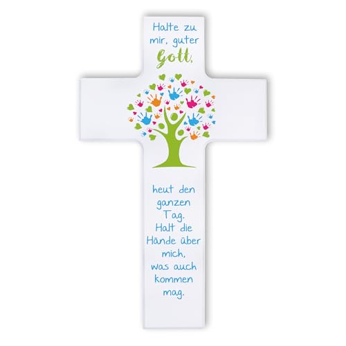 Fritz Cox Lebensbaum-Holzkreuz 'Halte zu mir' 20cm weiß von Fritz Cox