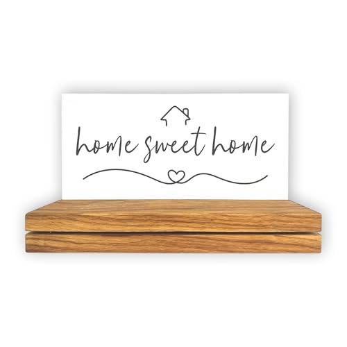Fritz Cox Schlüsselbrett Eiche massiv mit Spruch – Magnetisch, mit Fräsungen & Wandaufhängung – Inkl. Deko-Tafel – 30x10 cm – Handarbeit aus Deutschland (Home Sweet Home) von Fritz Cox